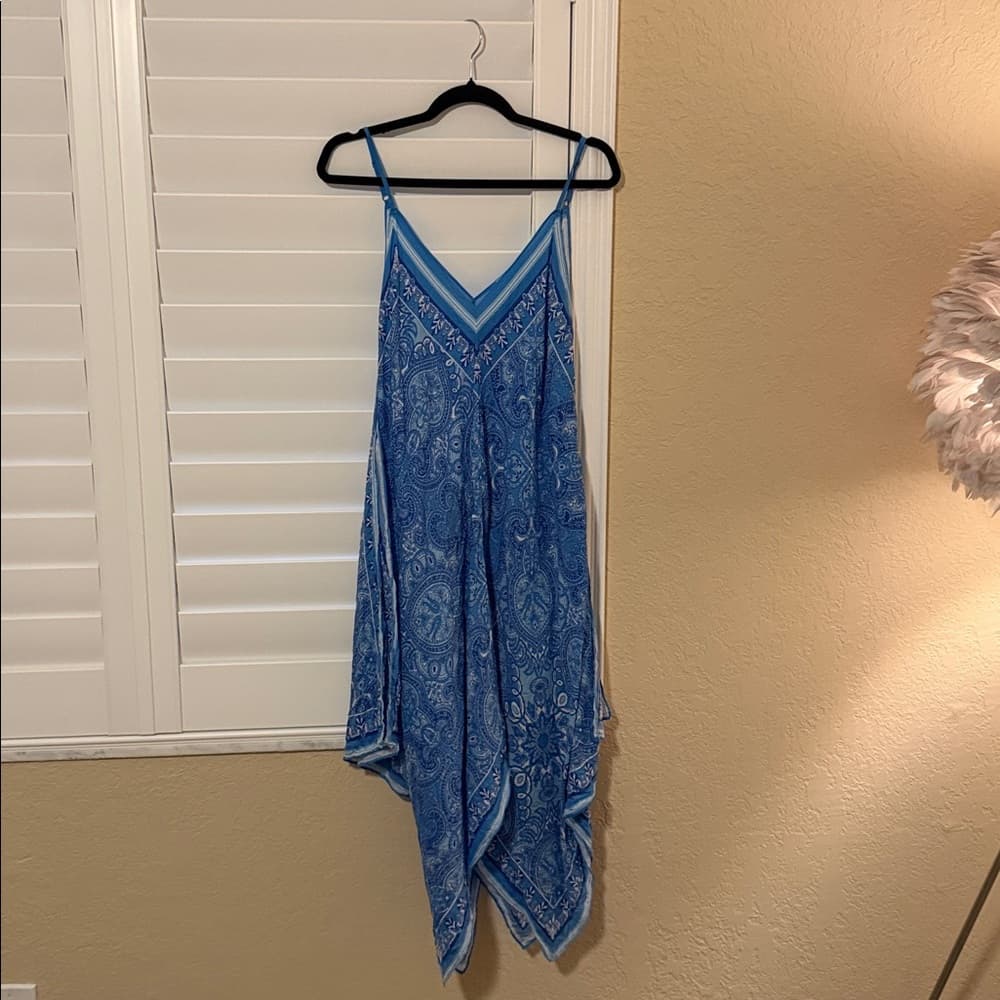 J. McLaughlin gorgeous and flowy Blue Dress l/xl - Thumbnail 3