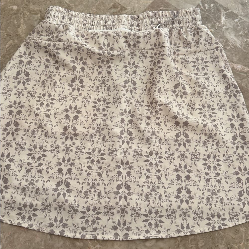 Kari Traa Beige Floral Drawstring Mini Skirt - Thumbnail 4