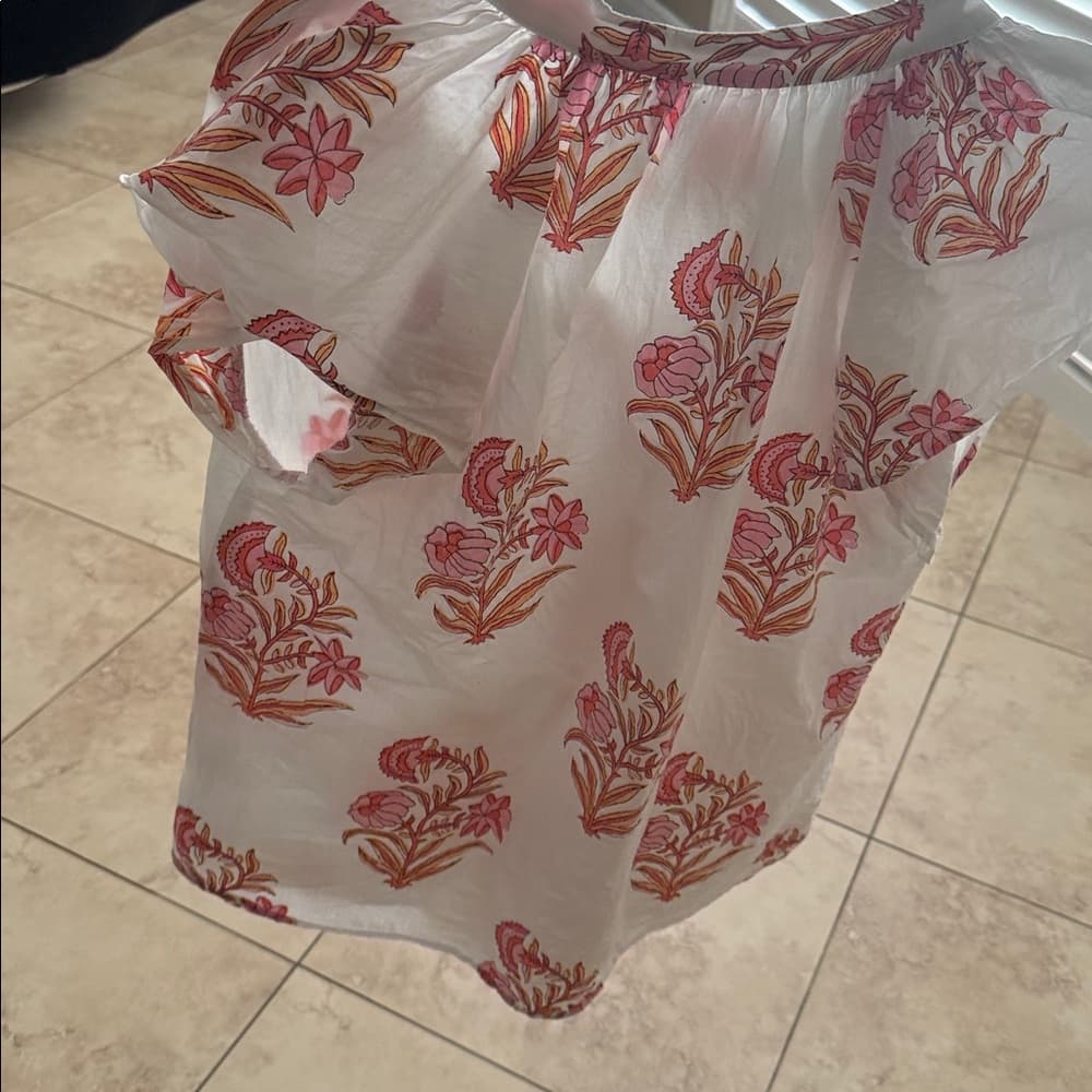Victoria Dunn Floral Blouse - Pink and Orange size medium - Thumbnail 2