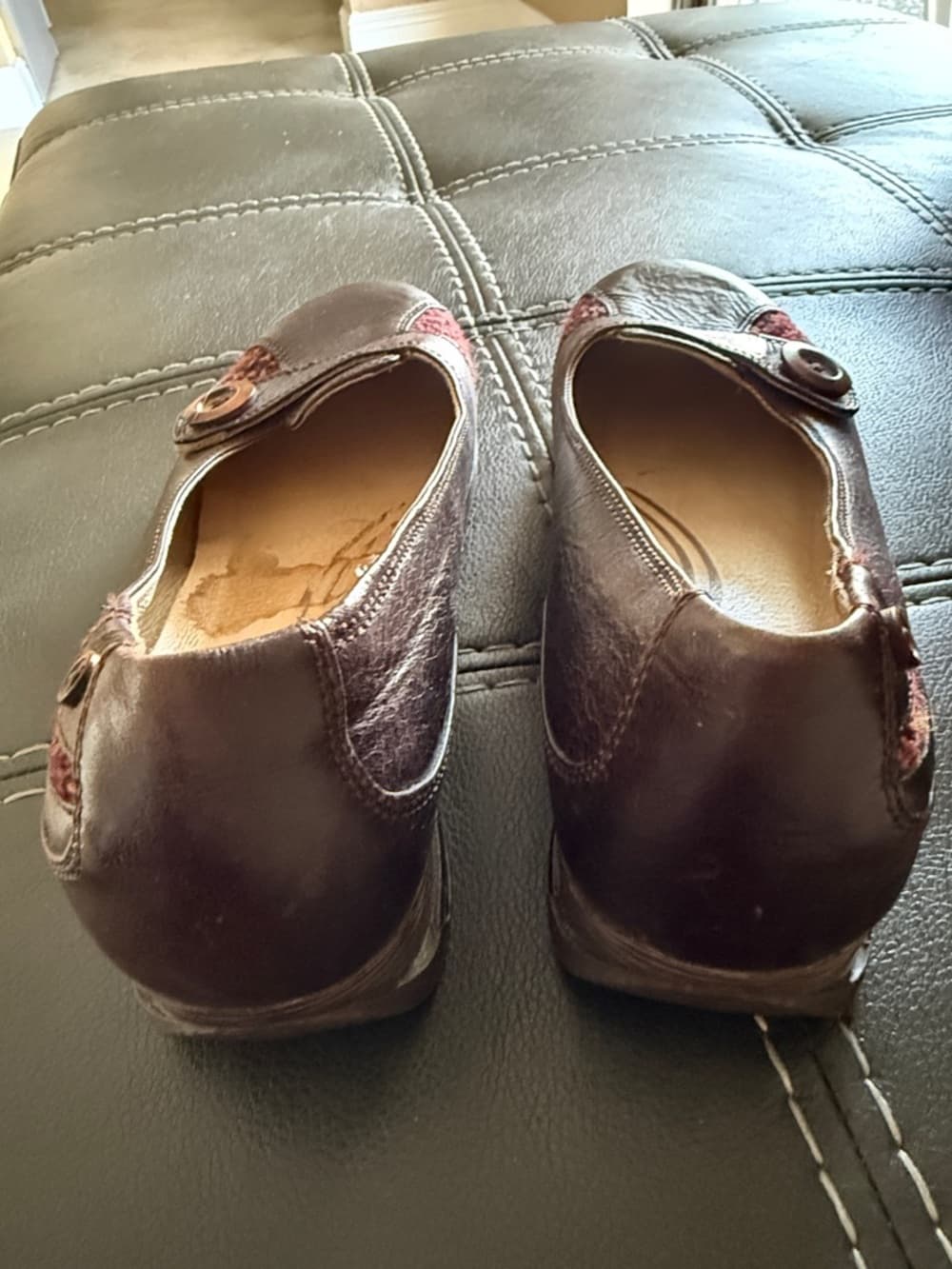 Dansko Women's Dark Brown Leather Button-Accent Flats