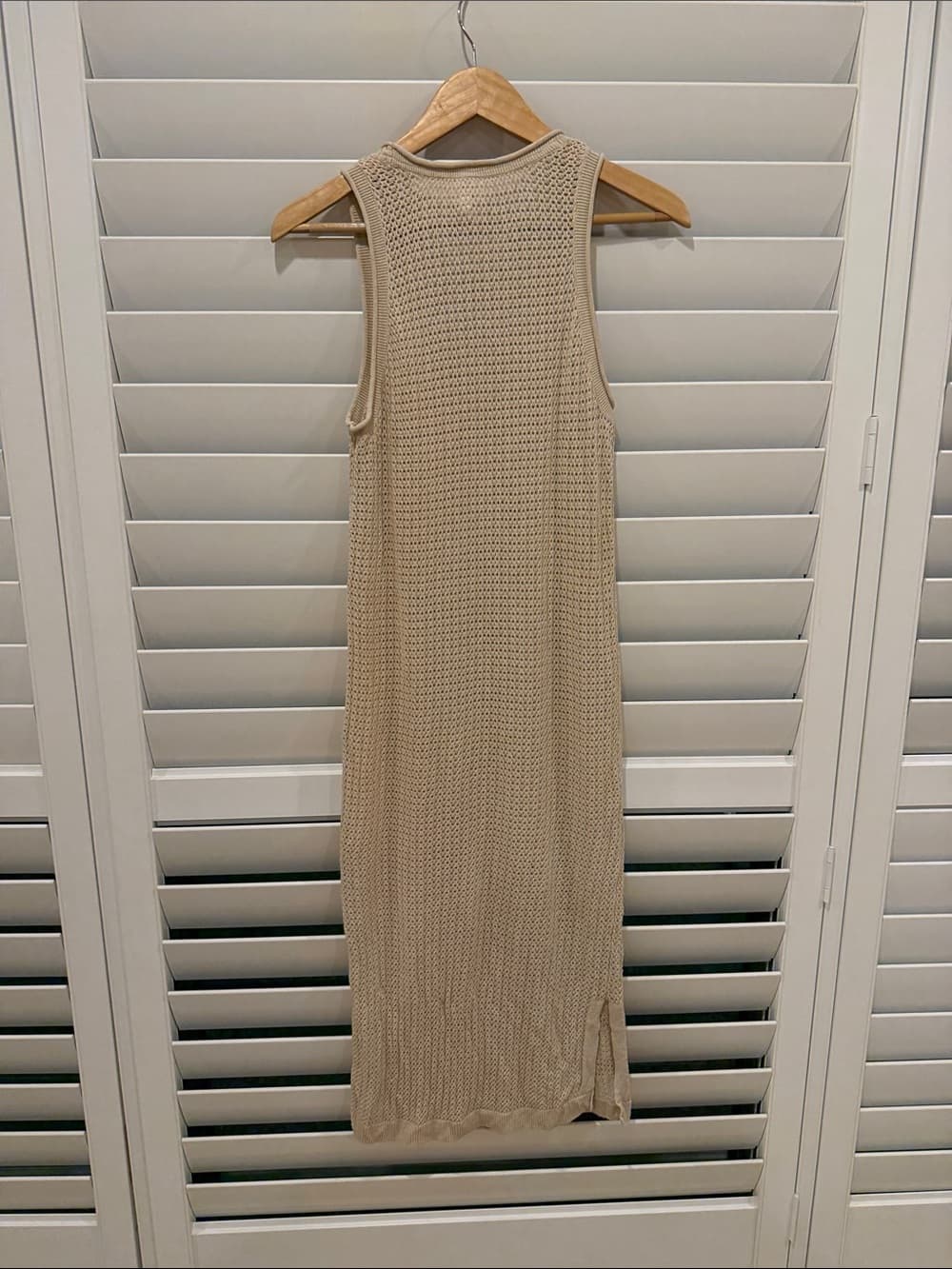 Pact Beige Sleeveless Knit Midi Dress medium - Thumbnail 2