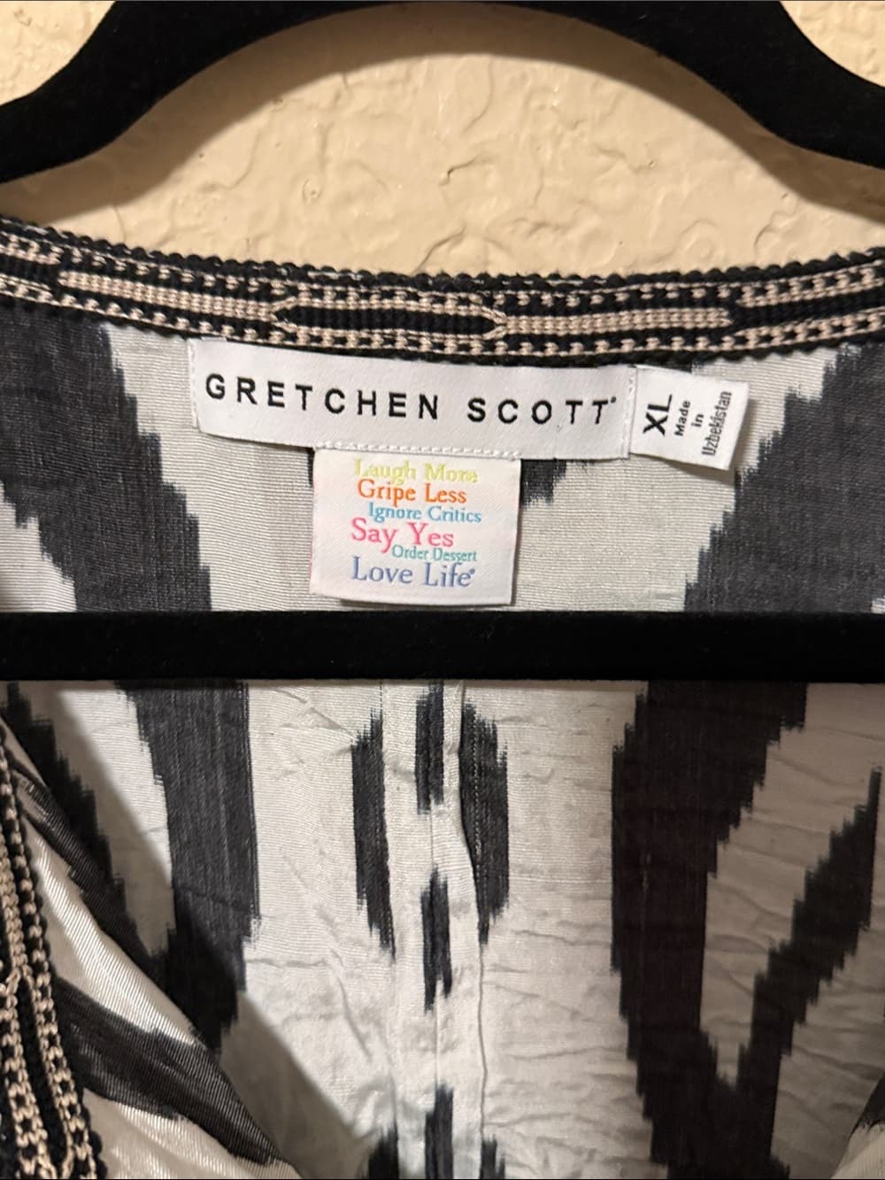 Gretchen Scott Designs Black & White Swirl Open-Front Cardigan xl