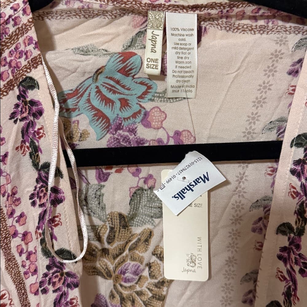 Floral Boho Kimono Cardigan in Blush and Purple nwt