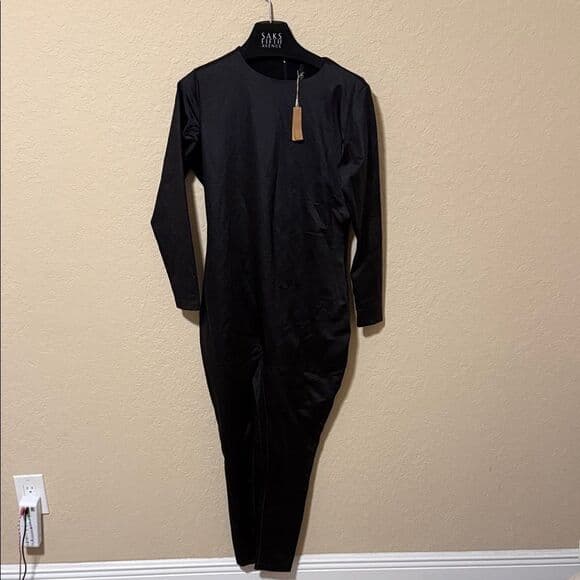 SKIMS nwt plus size 2x Black Long Sleeve Bodycon Jumpsuit Sculpting Slimming - Thumbnail 5