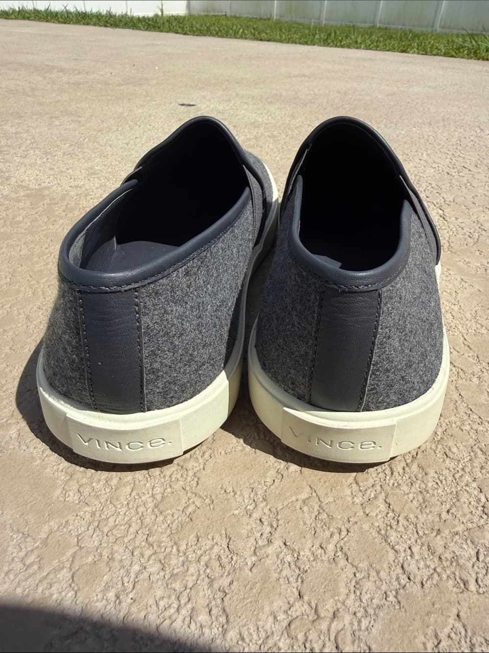 Vince Dark Gray Wool Slip-On Loafers sneakers with Cream Sole - Thumbnail 3