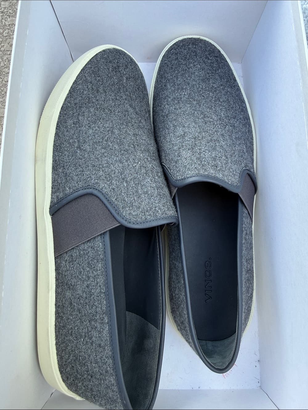 Vince Dark Gray Wool Slip-On Loafers sneakers with Cream Sole - Thumbnail 4