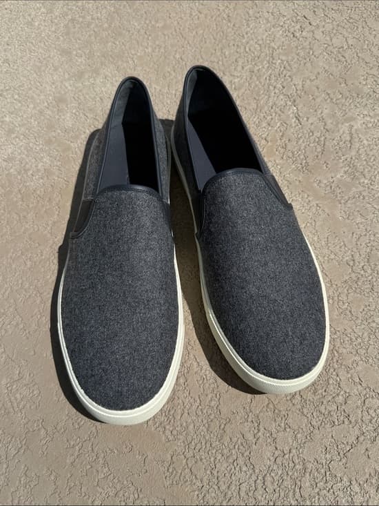 Vince Dark Gray Wool Slip-On Loafers sneakers with Cream Sole - Thumbnail 6