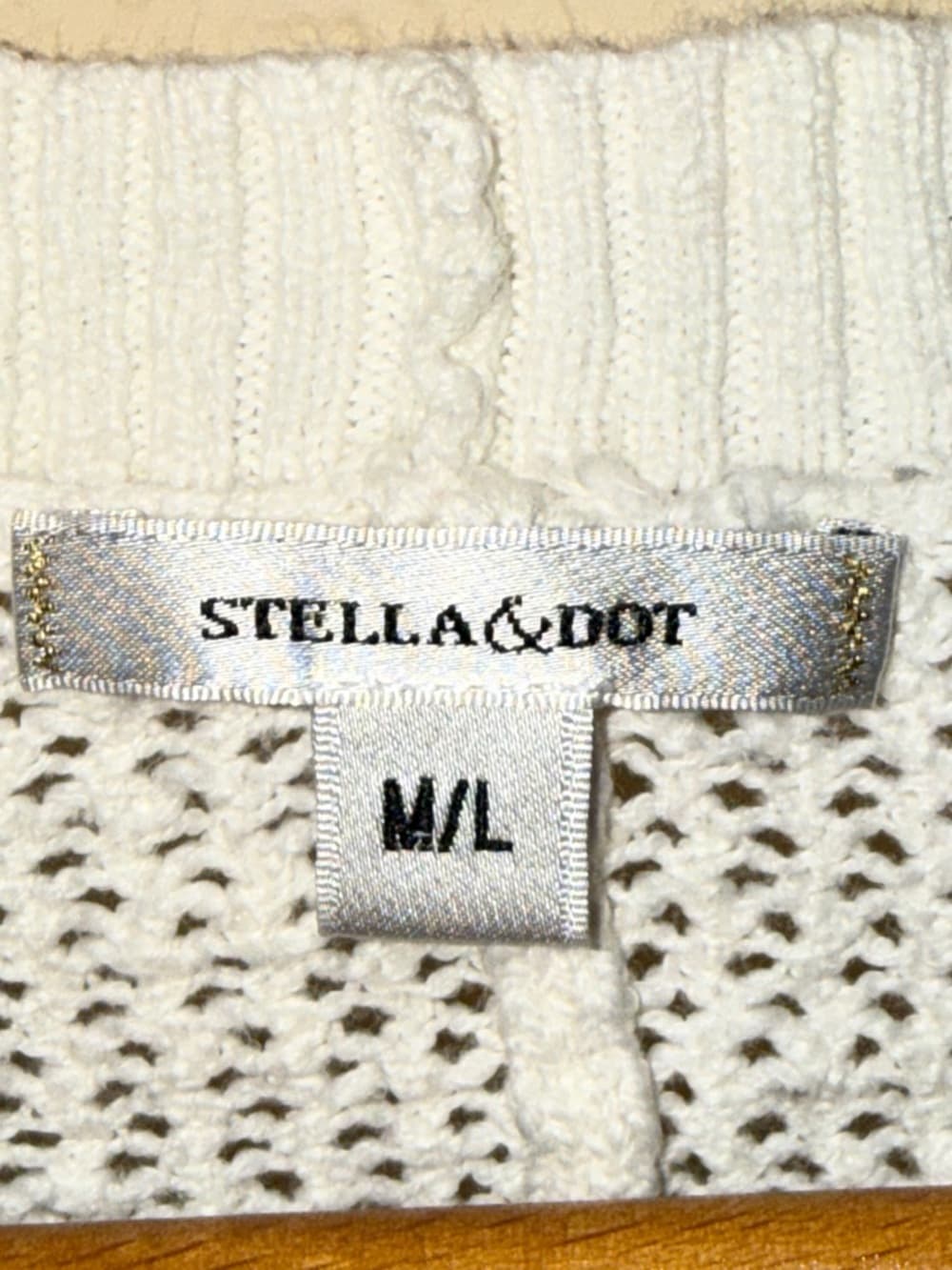 Stella & Dot White Open-Knit Draped Cardigan Shrug