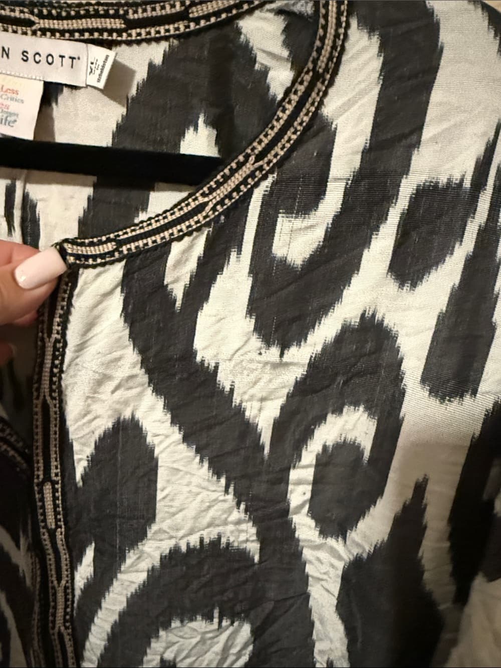 Gretchen Scott Designs Black & White Swirl Open-Front Cardigan xl - Thumbnail 4