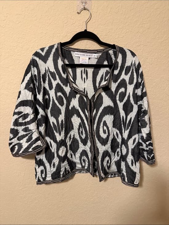 Gretchen Scott Designs Black & White Swirl Open-Front Cardigan xl - Thumbnail 7