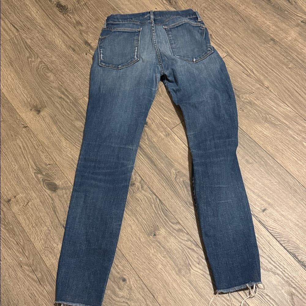 Frame le high skinny Distressed Blue Jeans - Thumbnail 5