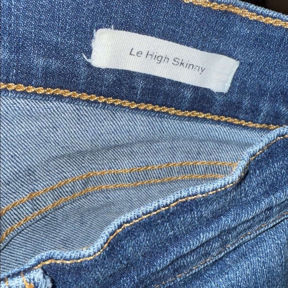 Frame le high skinny Distressed Blue Jeans - Thumbnail 3