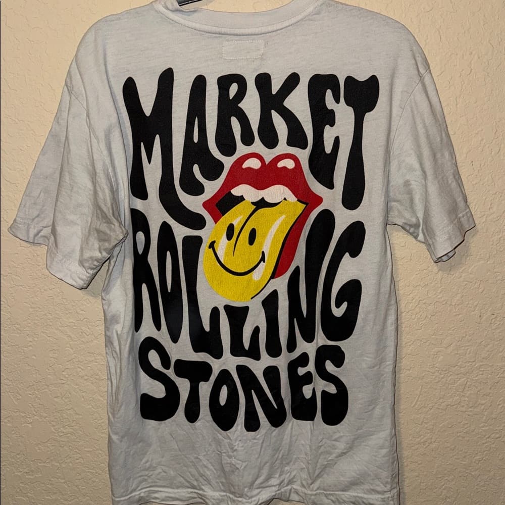 Rolling Stones Smiley Tongue Graphic Tee - White Red Yellow - Thumbnail 3
