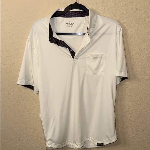 Primo Men's White Polo Shirt size large - Thumbnail 4