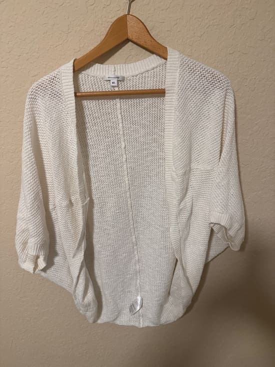 Stella & Dot White Open-Knit Draped Cardigan Shrug - Thumbnail 6