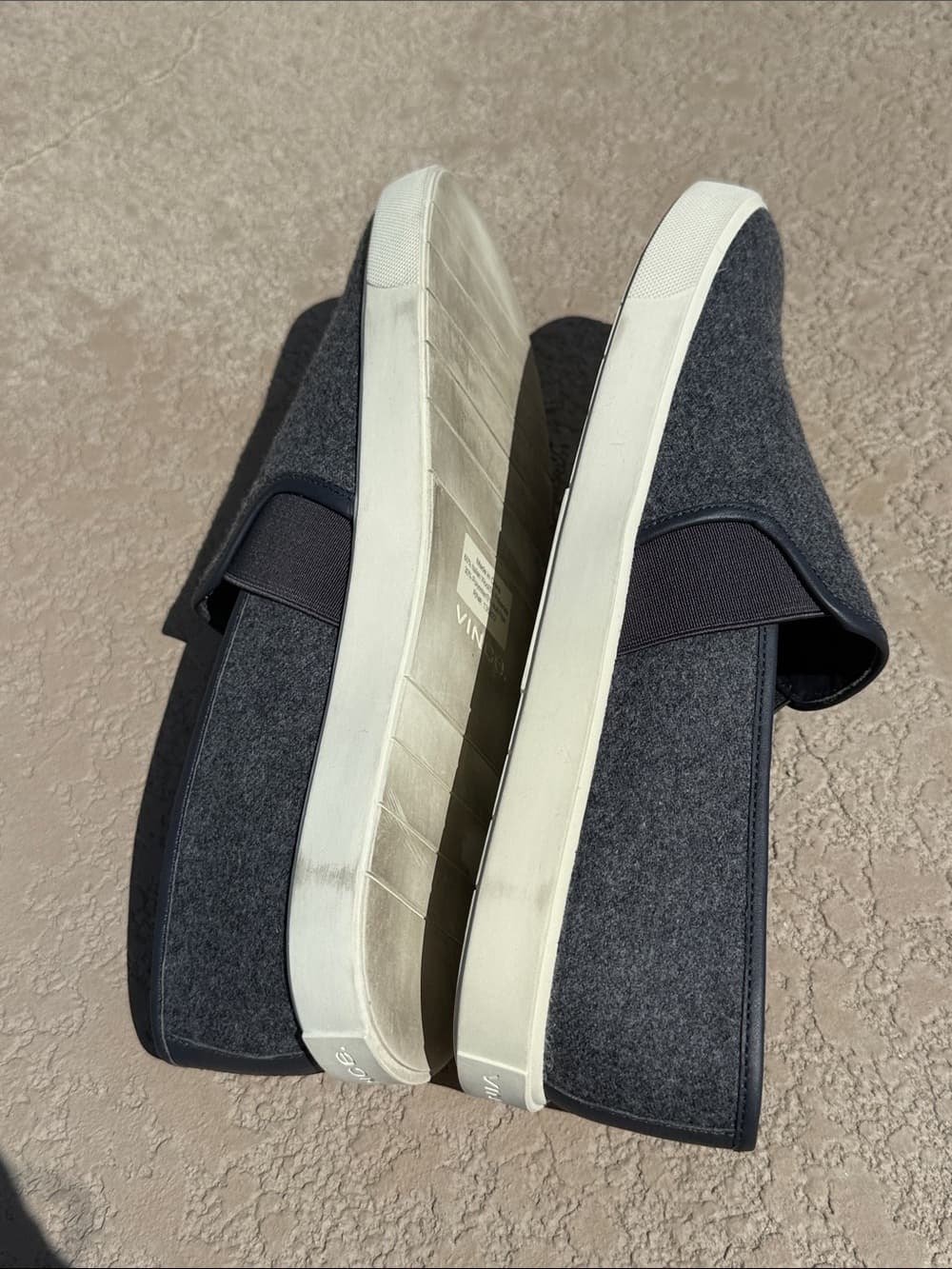 Vince Dark Gray Wool Slip-On Loafers sneakers with Cream Sole - Thumbnail 2