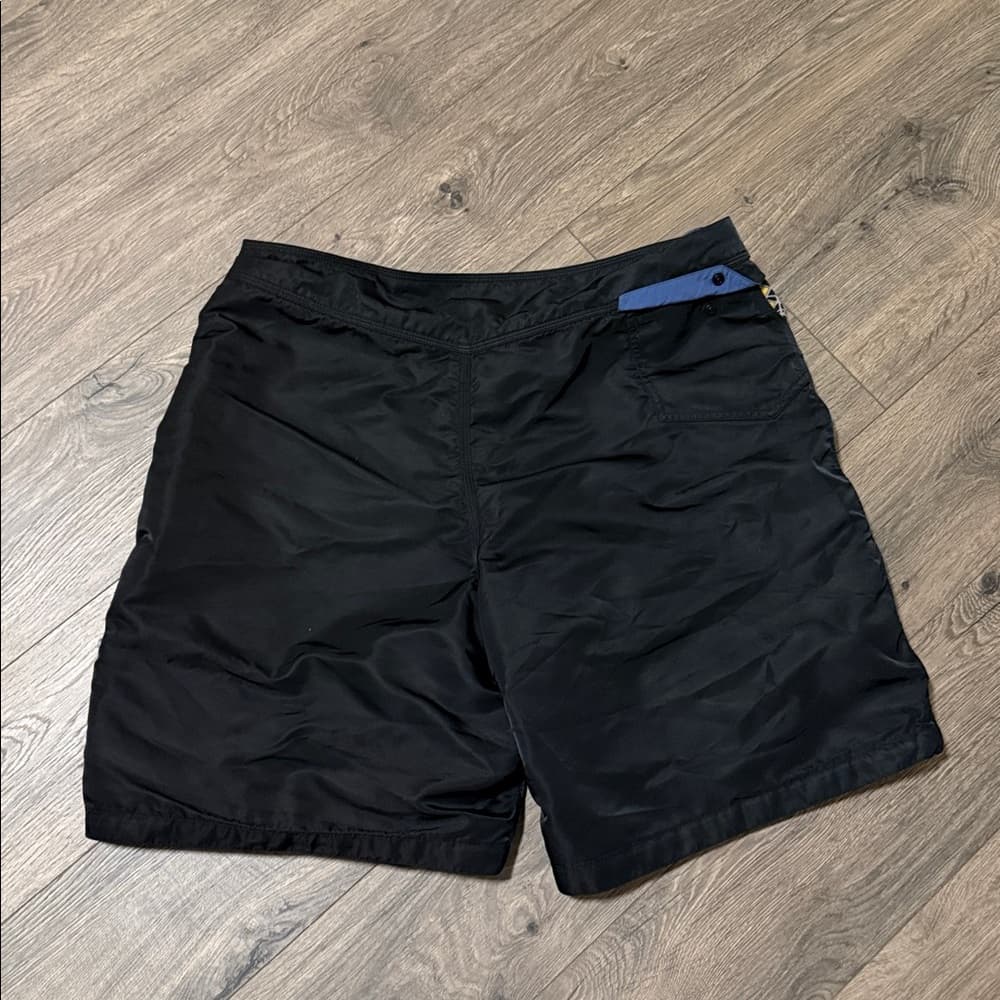 VINTAGE Patagonia Black Swim Board Shorts with Yellow Accent vintage size 38