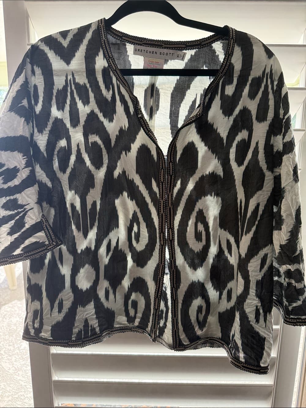Gretchen Scott Designs Black & White Swirl Open-Front Cardigan xl - Thumbnail 5