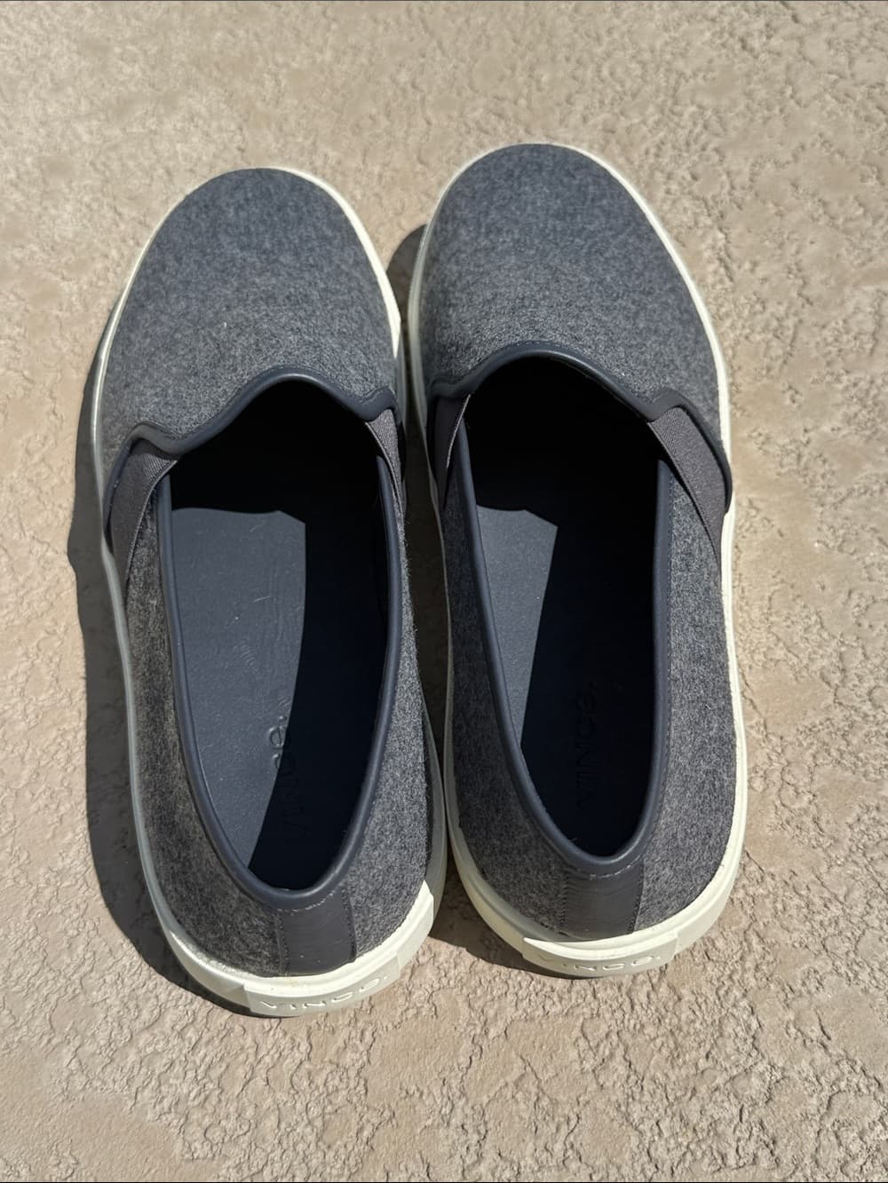 Vince Dark Gray Wool Slip-On Loafers sneakers with Cream Sole