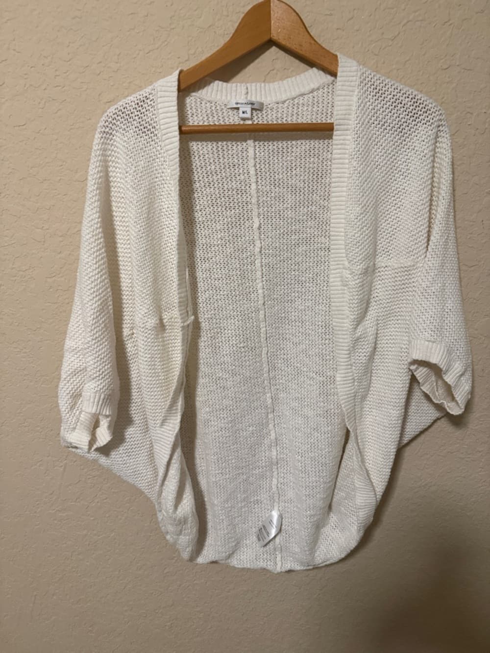 Stella & Dot White Open-Knit Draped Cardigan Shrug - Thumbnail 3