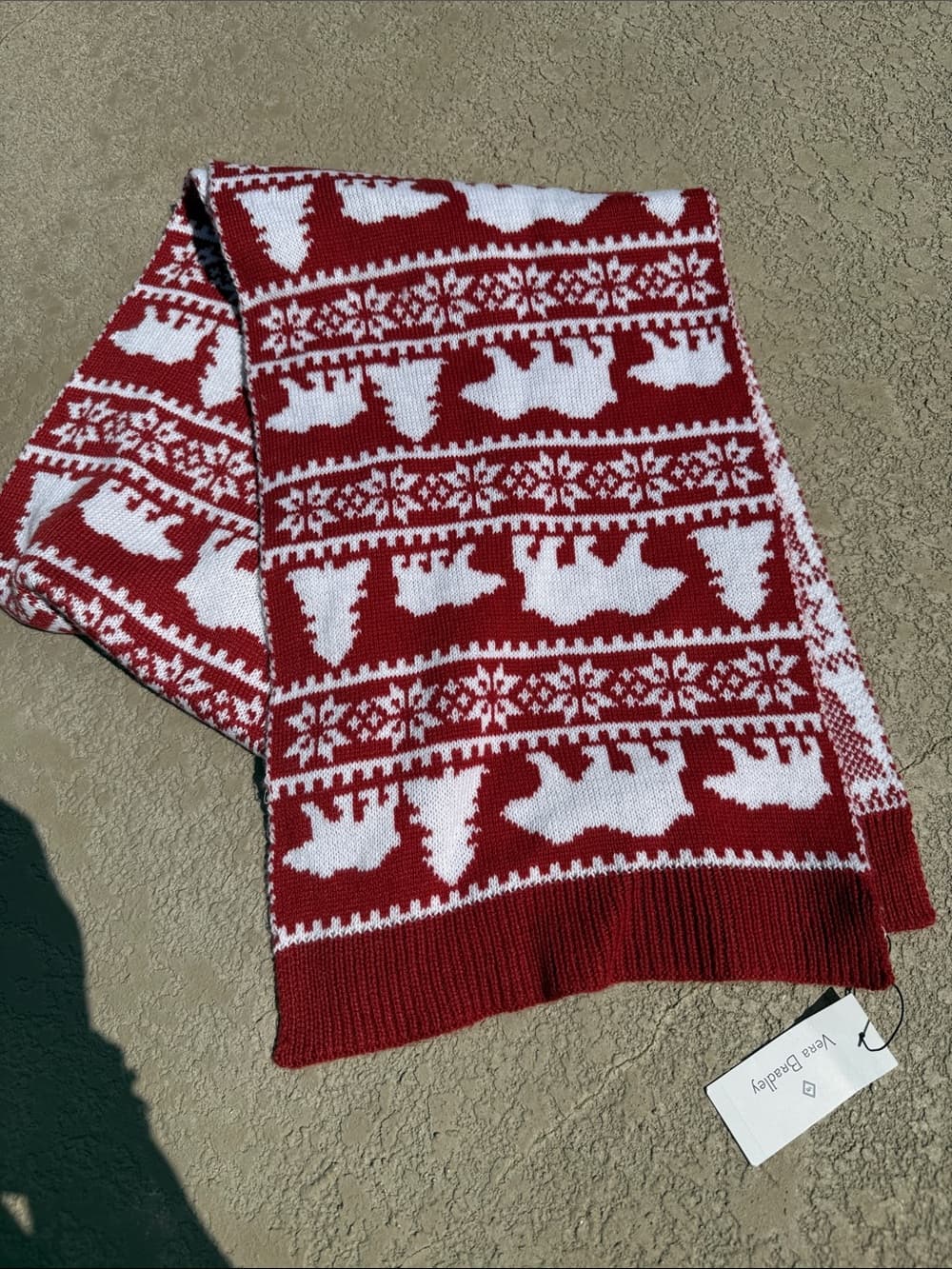 Vera Bradley Red and White Holiday Knit Scarf - Thumbnail 3