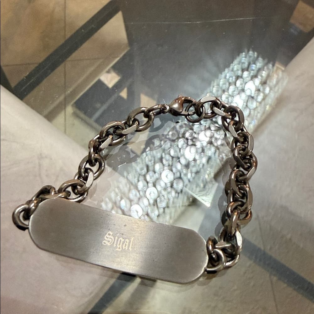 Silvertone Skull Chain bracelet mens