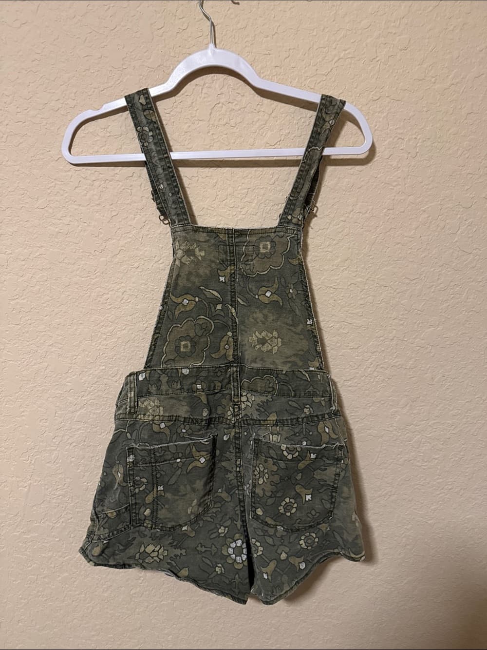 Pilcro Olive Green Floral Denim Shortalls 26