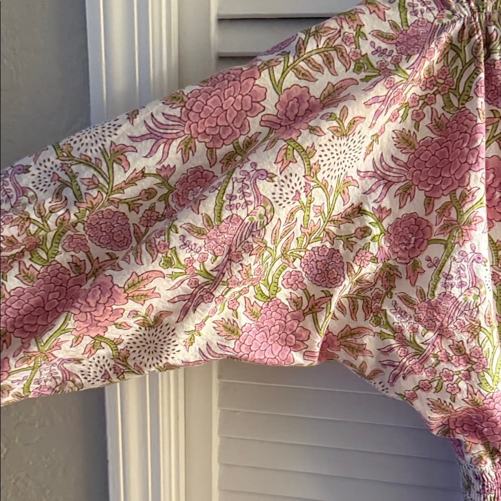 Perry Walker Collective Floral Pink V-Neck Tiered Midi Dress size 1/small - Thumbnail 3