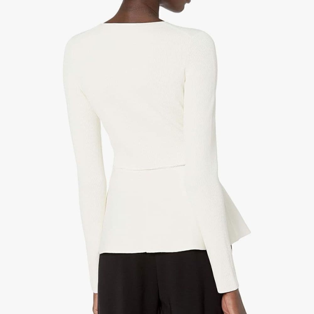 Theory ivory Compact Crepe knit sweater size medium nwt - Thumbnail 6