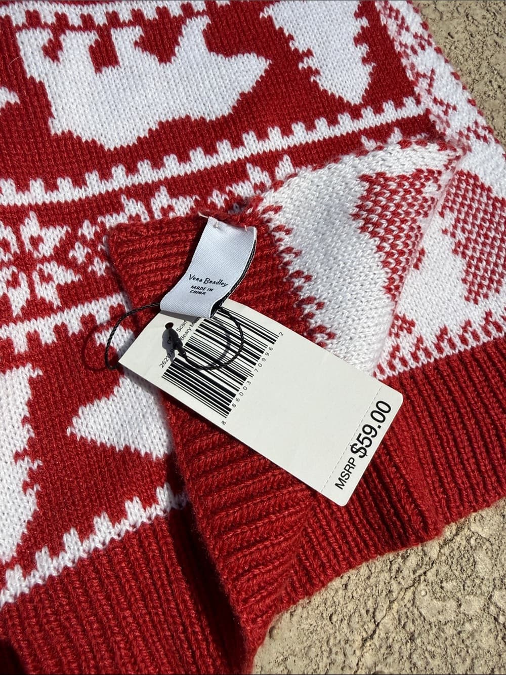 Vera Bradley Red and White Holiday Knit Scarf