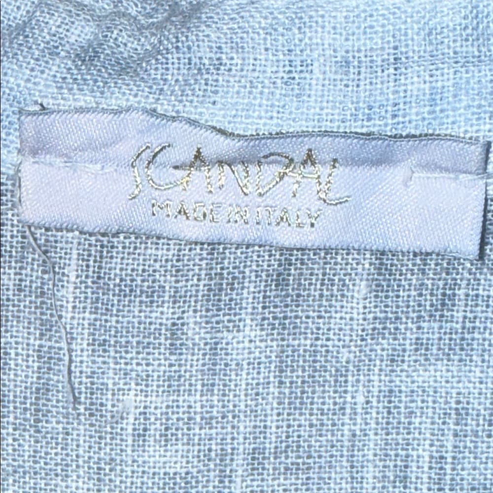Scandal Light Blue Button-Up Shirt linen one size