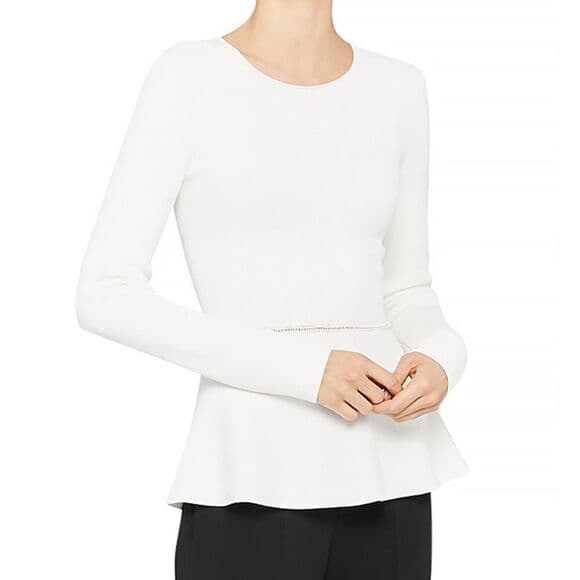 Theory ivory Compact Crepe knit sweater size medium nwt - Thumbnail 9