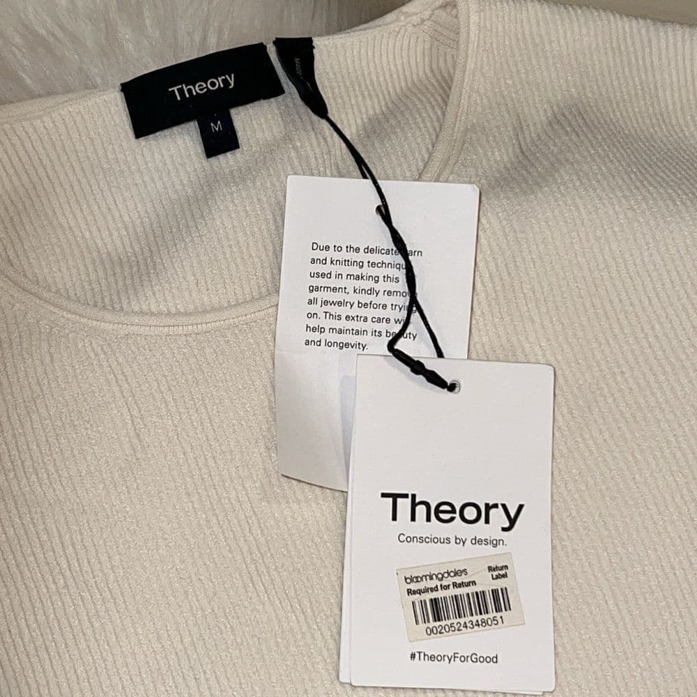 Theory ivory Compact Crepe knit sweater size medium nwt - Thumbnail 2