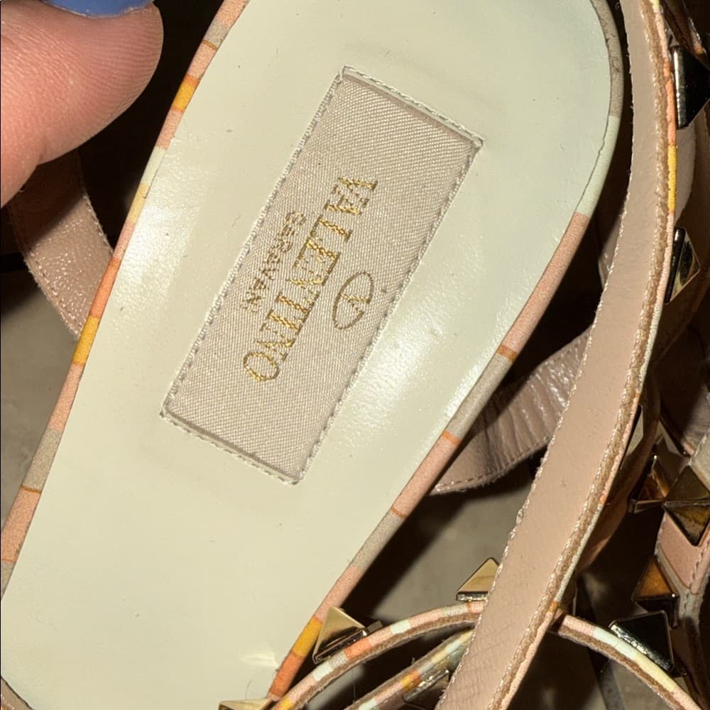 Valentino Pointed-Toe Studded heels- Pink & Orange rock stud strappy heels 40 - Thumbnail 2