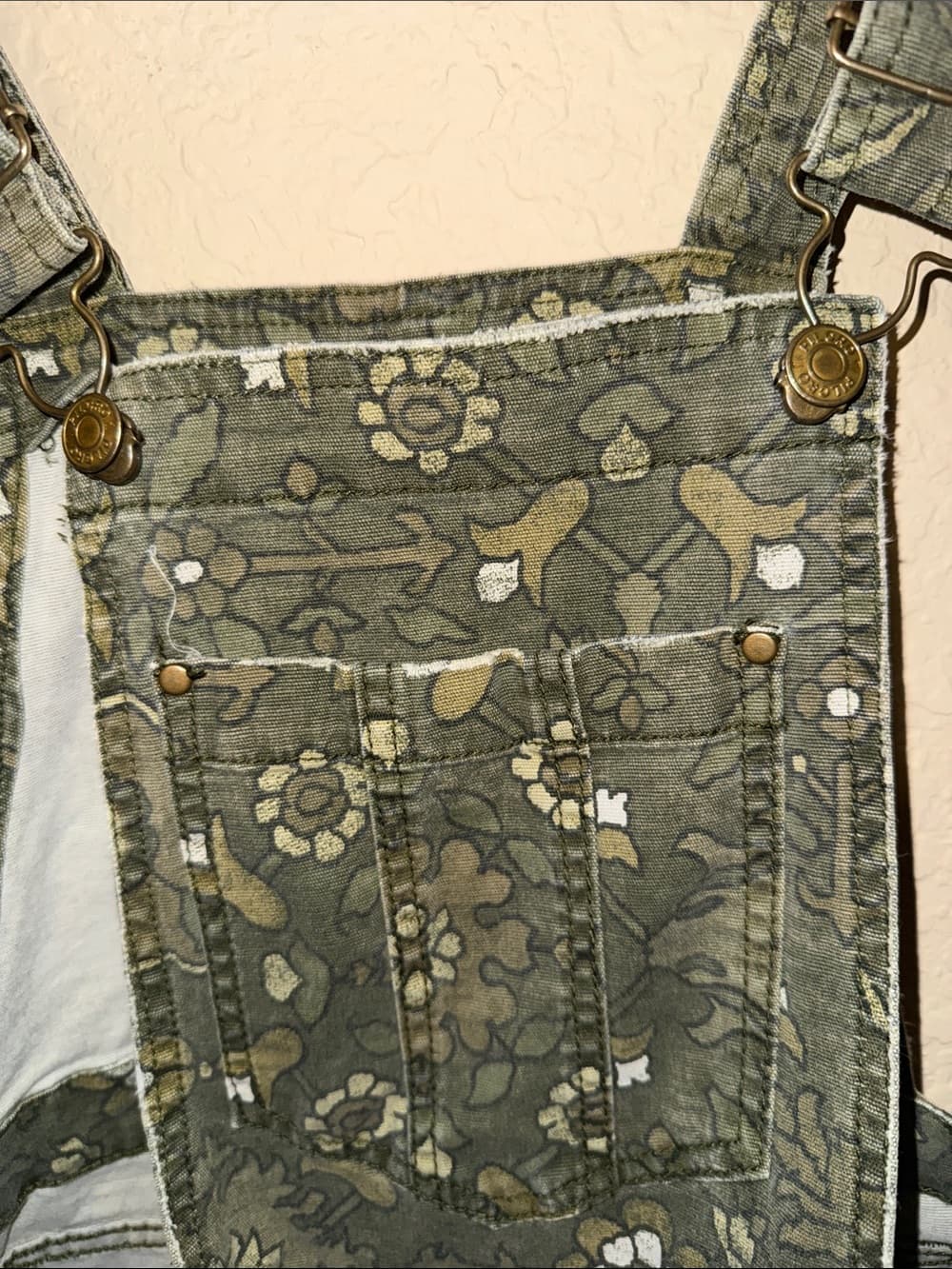 Pilcro Olive Green Floral Denim Shortalls 26 - Thumbnail 3