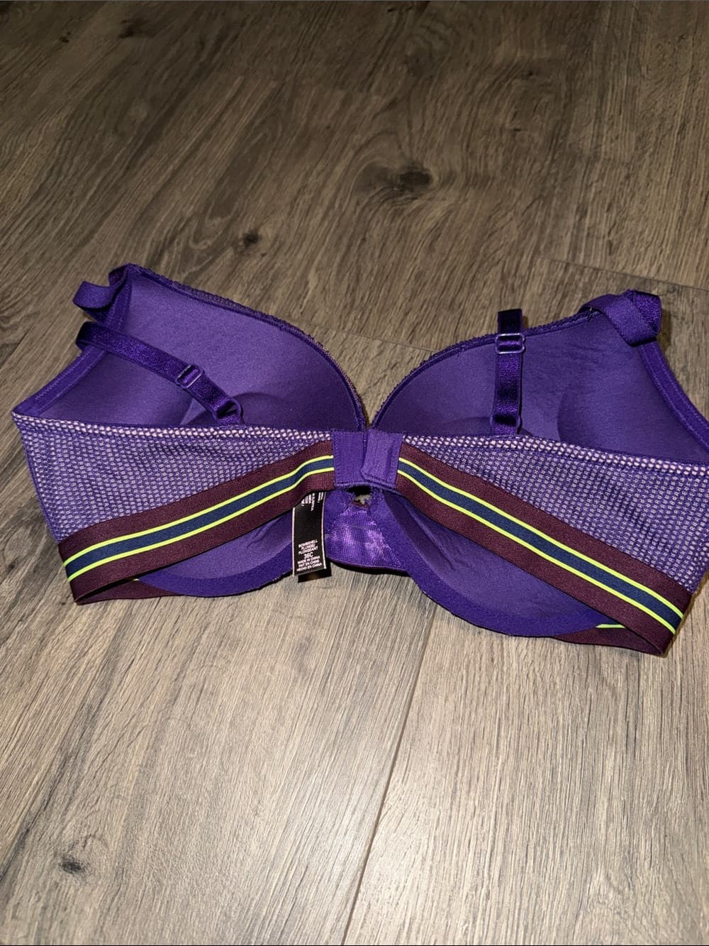 VS bombshell plunge Purple Lace Push-Up Bra with Striped Band 36C - Thumbnail 2