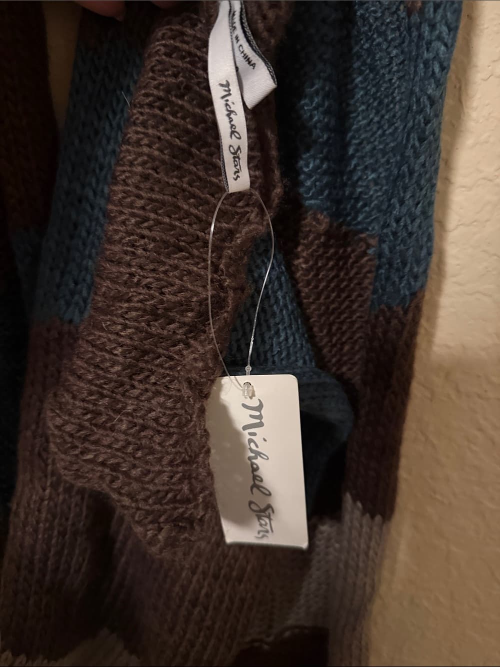 Michael Stars Desert Plateau Teal, Brown & Gray Striped Knit Scarf