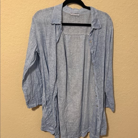 Scandal Light Blue Button-Up Shirt linen one size - Thumbnail 5