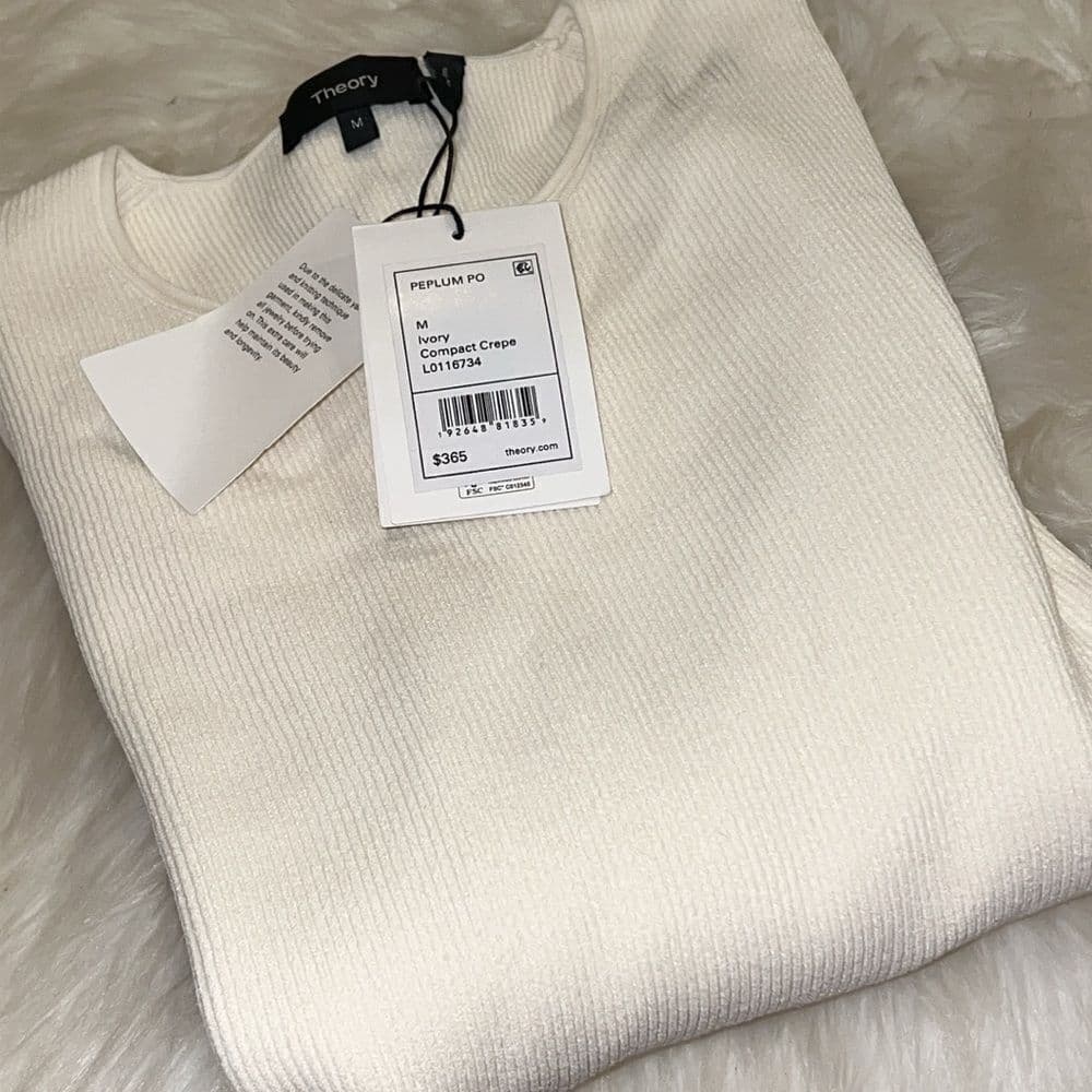 Theory ivory Compact Crepe knit sweater size medium nwt - Thumbnail 7