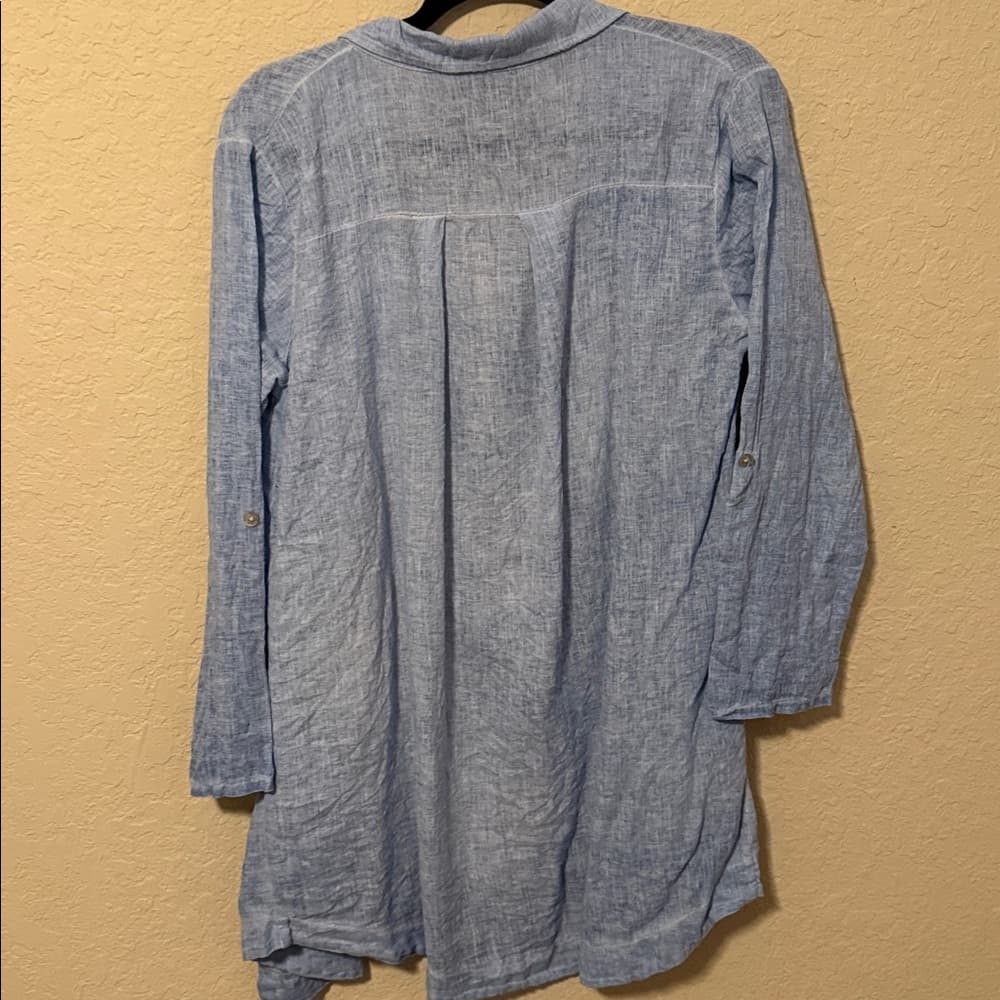 Scandal Light Blue Button-Up Shirt linen one size - Thumbnail 3