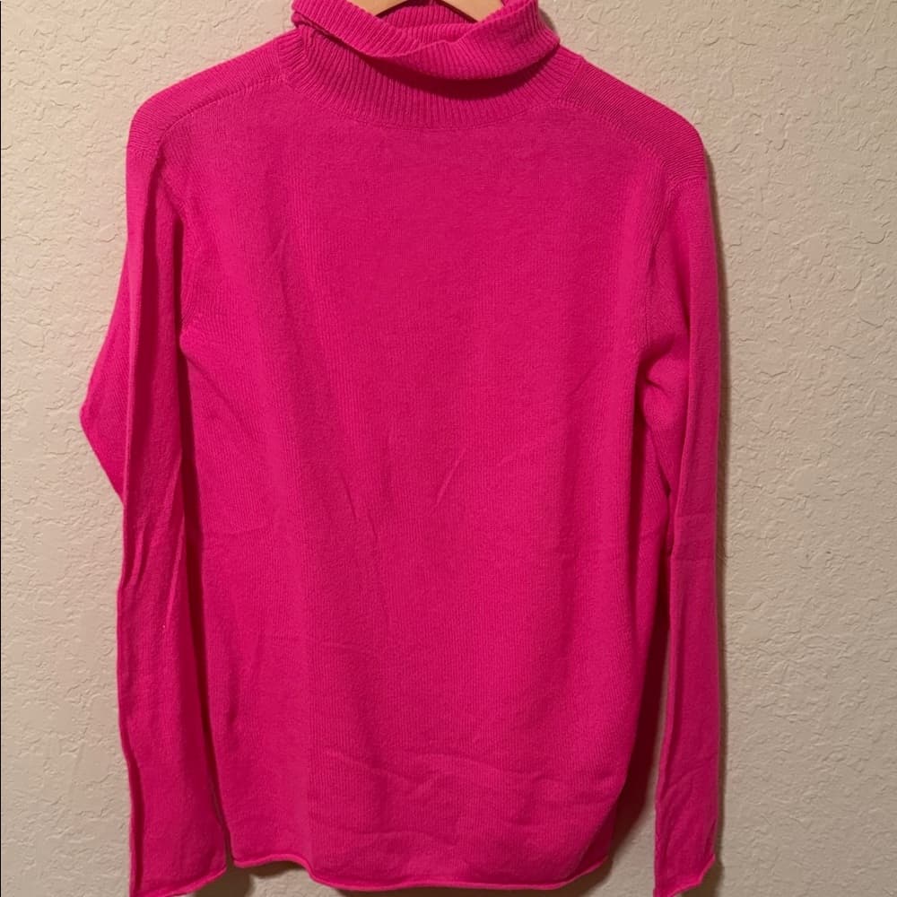The Elder Statesman Vibrant Pink Turtleneck Sweater cashmere made in the USA - Thumbnail 3