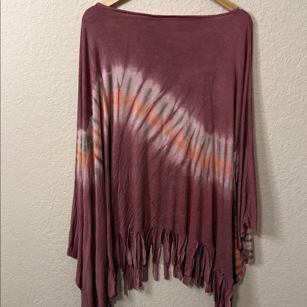 Gypsy Rose Fringed Tie-Dye Women's Top - Purples and Pinks one size - Thumbnail 4