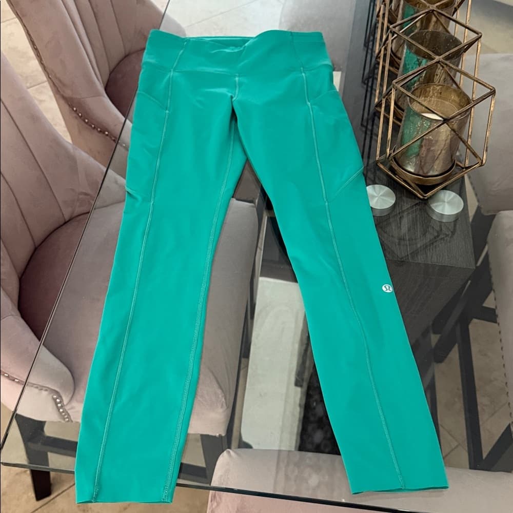 Lululemon Teal Athletic Leggings cropped size 6 - Thumbnail 3
