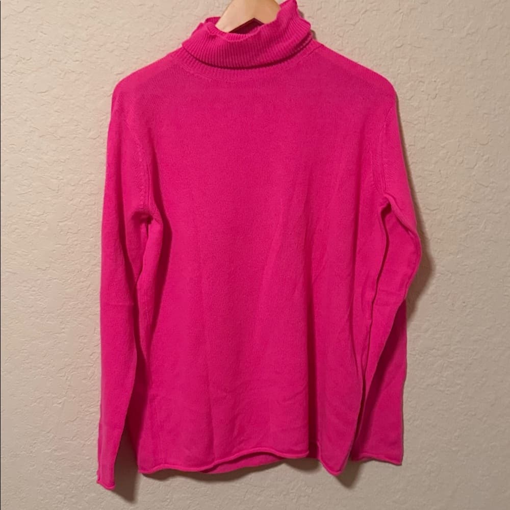 The Elder Statesman Vibrant Pink Turtleneck Sweater cashmere made in the USA - Thumbnail 2
