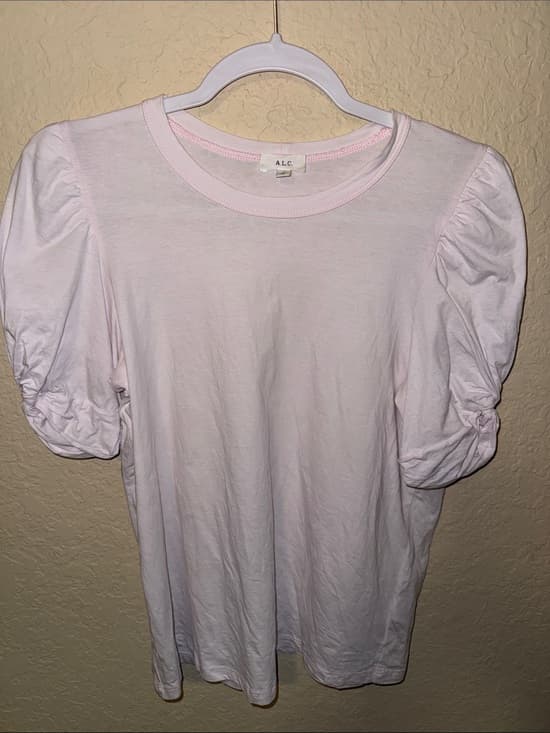 A.L.C. Puff Sleeve Crewneck Tee in Pale Pink - Thumbnail 4