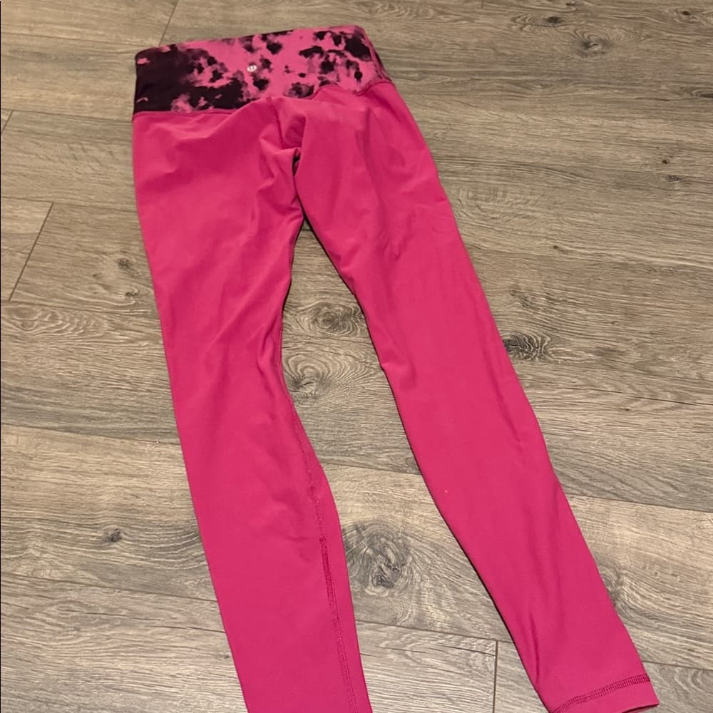 Lululemon Athletica Pink Leggings with Patterned Waistband - Thumbnail 3