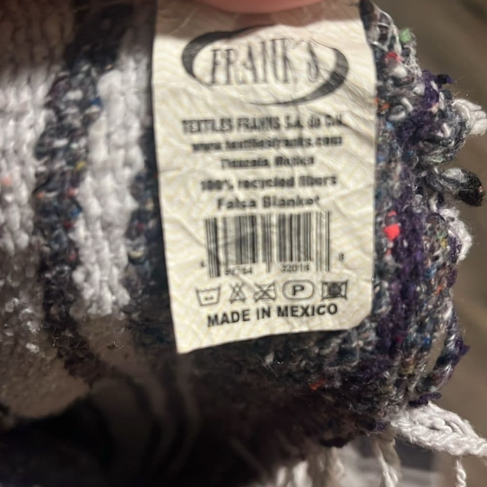 Authentic Mexican Falsa blanket White and Purple Geometric Throw Blanket