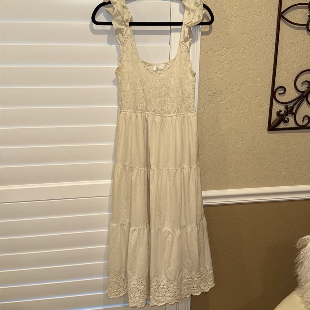 ASTR the label Cream Smocked Tiered Dress - Thumbnail 4