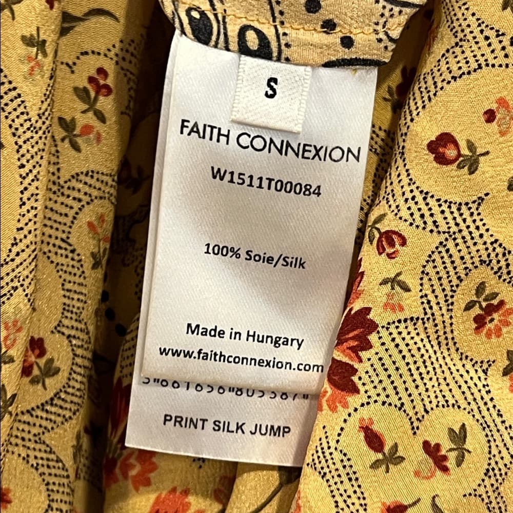Faith Connexion Yellow Floral Silk Jumpsuit size small