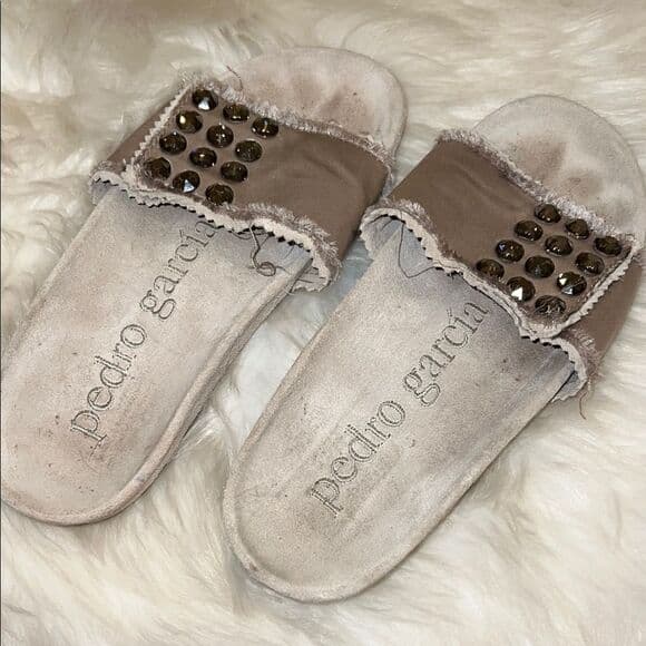 Pedro Garcia Tan Sandals with Studded Embellishments 36 - Thumbnail 5